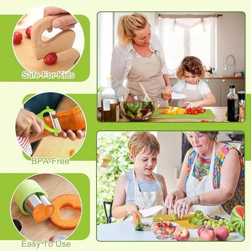 Mini Chef™ Pro Set –Montessori Kitchen Tools for Kids (Safe & Real Cooking Fun)
